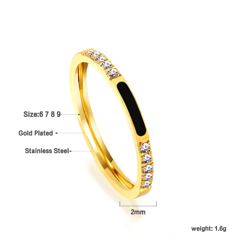 LUXUSTEEL Stainless Steel White Cubic Zircon Stone Rings For Women Girls Rhinestone Shell Delicate Engagement Jewelry 2023 New