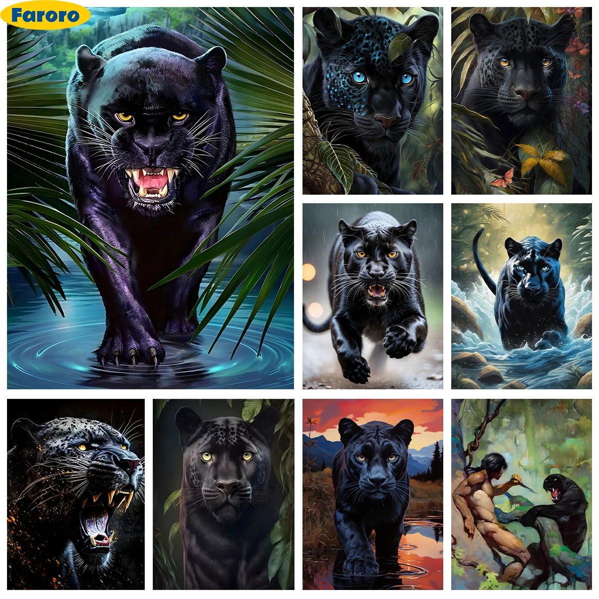 

Animal Panther Diy Diamond Art Painting Leopard Portrait 5D Diamond Embroidery Cross Stitch Living Room Bedroom Wall Decor Gift