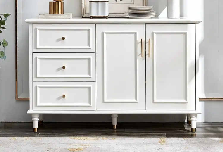 Solid wood dining side cabinet All solid wood white paint living room dining room storage tea cabinet