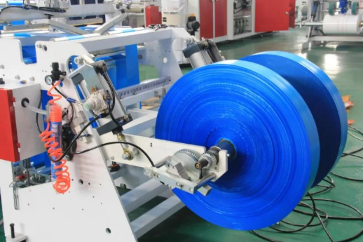 Plastic Bag Making Machine T-Shirt Garbage Vest Shopping Poly Bag Sealing Cutting Automatic High Speed Biodegradable Double Line
