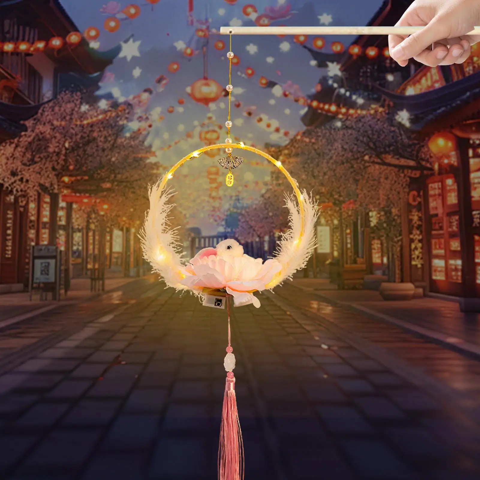 مهرجان منتصف الخريف فانوس عطلة فانوس الحرفية مجموعات لطيف المحمولة المحمولة أرنب زخرفة مهرجان كعكة القمر للأطفال #4