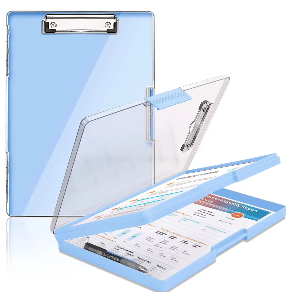 

Clipboard with storage space 34x24 cm, heavy duty storage clipboard, plastic clipboard with side opening folding.