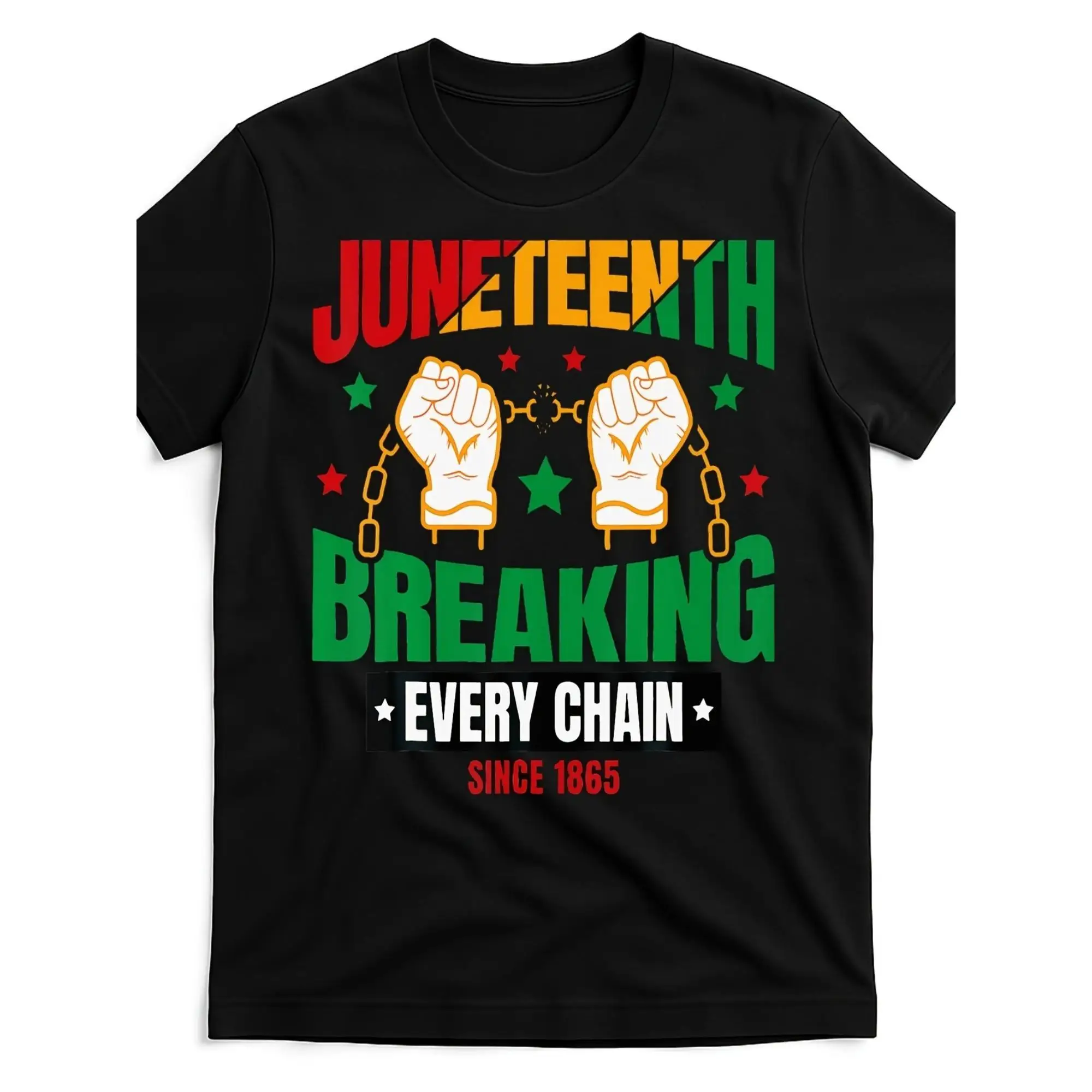 

Men's Juneteenth Freedom T-Shirt - Breaking Every Chain Since 1865 Graphic Design, 180g Cotton Crewneck Short-Sleeve Tee