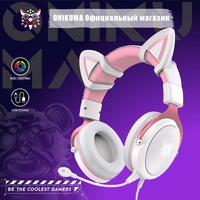 ONIKUMA X10 Gaming Headphones with Detachable Cute Cat Ear RBG Lighting Gaming Headset Gamer Earphone with HD Mic for PC Gaming