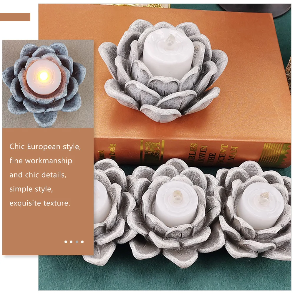 

Premium Resin Lotus Holder European Style Decorative Candlestick Wedding Home Party Heat Resistant Craftsmanship