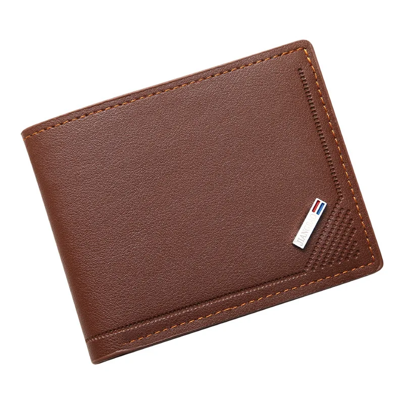 Men's slim short wallet horizontal design multi-card holder large capacity soft leather business organizer