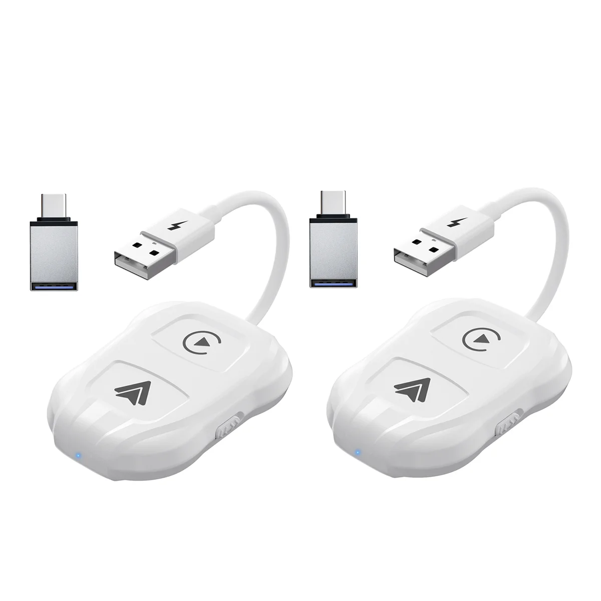 AT87-2PCS CarPlay wireless 2 in 1 per Apple e Android Dongle Carplay wireless automatico per Apple Carplay e Android cablati