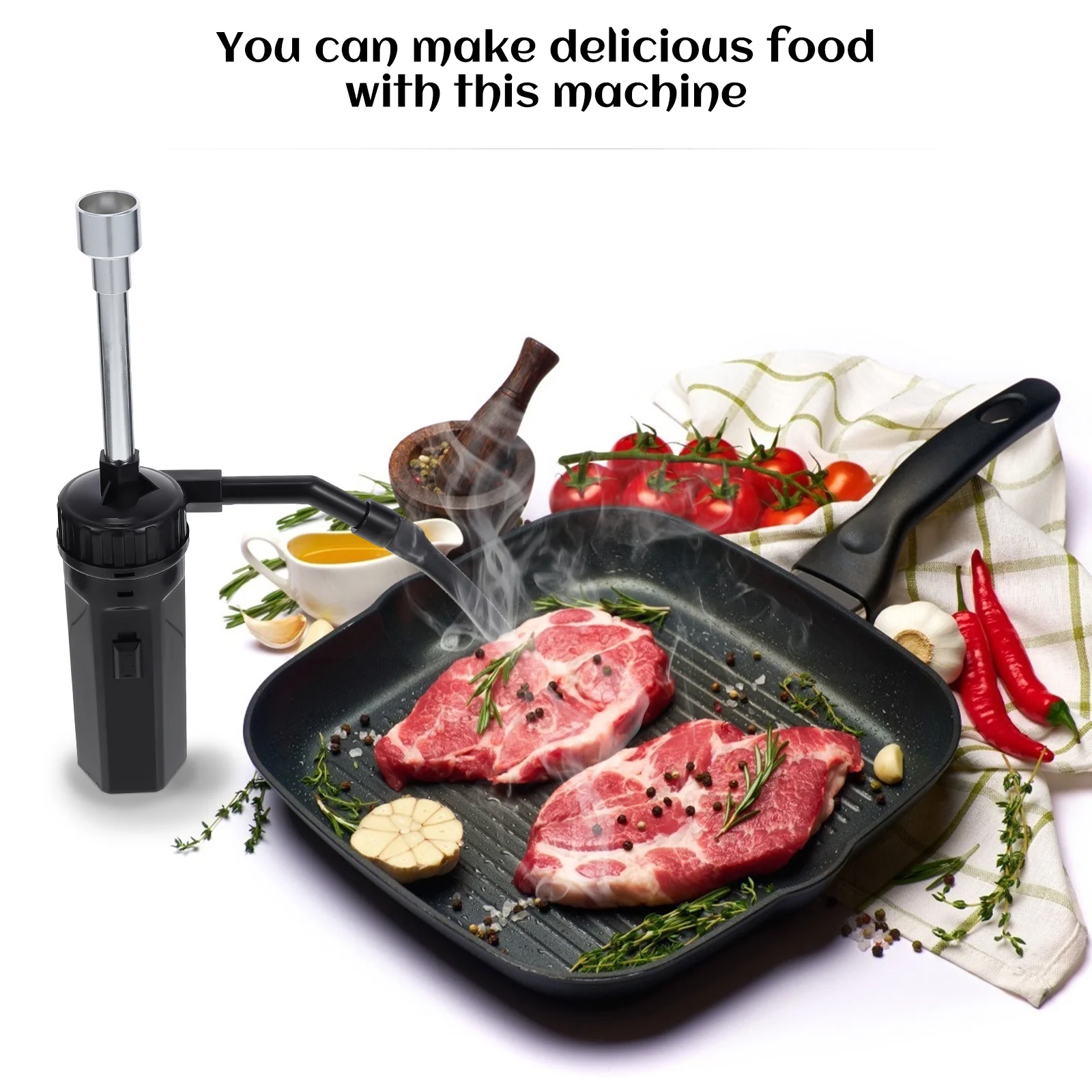 

1 pc Portable Smoker Reusable Salmon Bbq Smoke Infuser Hand-Held Food Smoker Extension Tube Light Small For Kitchen Picnic