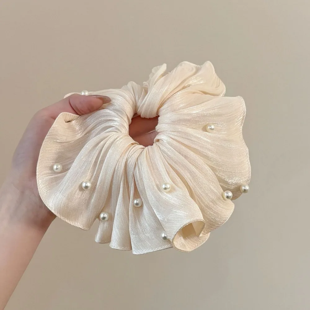 

Imitation Pearl Imitation Pearl Headband with Pleated Texture Flowing Gauze Mesh Headband Super Fairy Floral Hair Rope Girls