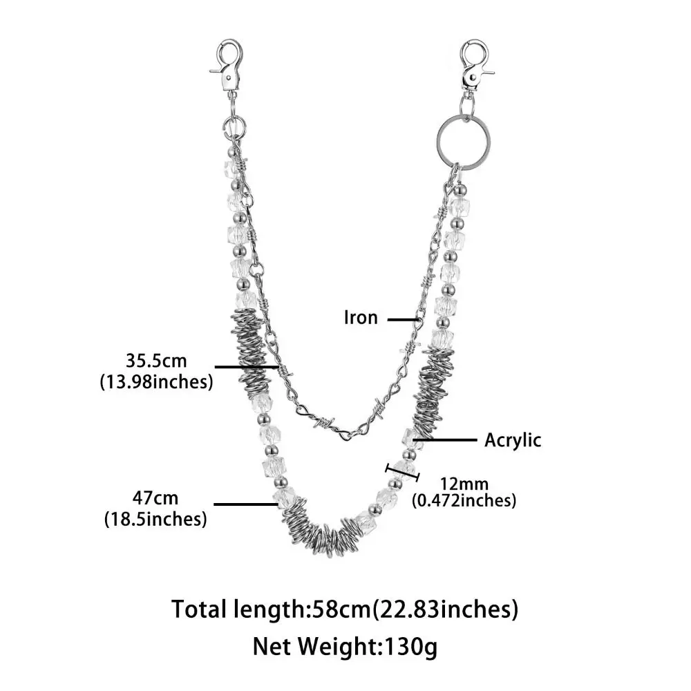 موضة السراويل المعدنية محفظة سلسلة الهيب هوب Y2K بنطلون سلسلة الشرير Harajuku متعدد الطبقات سلسلة المفاتيح للنساء رجل