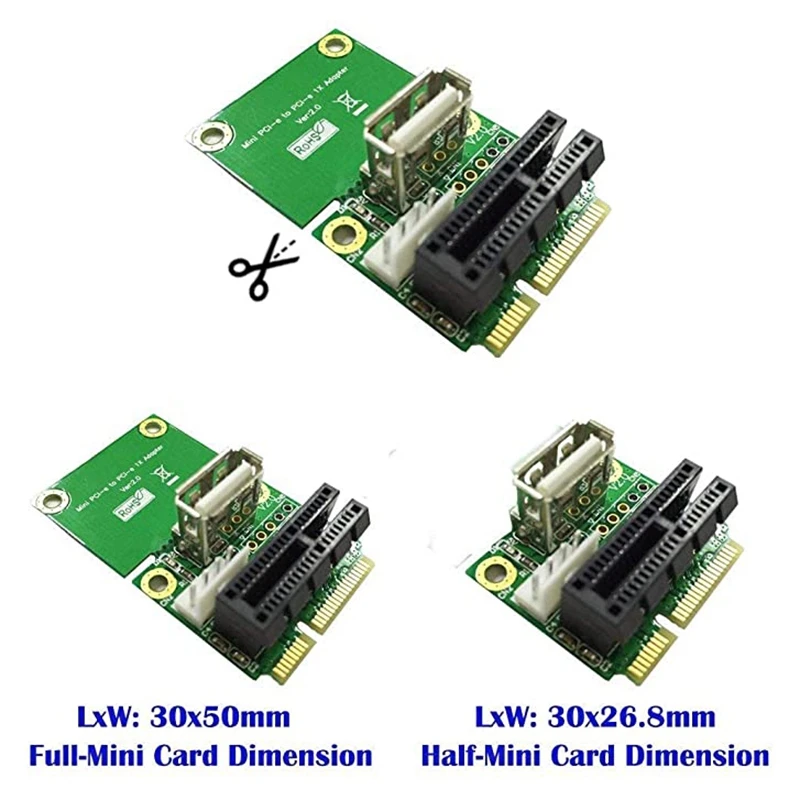 Mini PCI E To Pci Express 1X Riser Card With USB Interface Adapter 4Pin Power Supply Supports Full Height Half Height