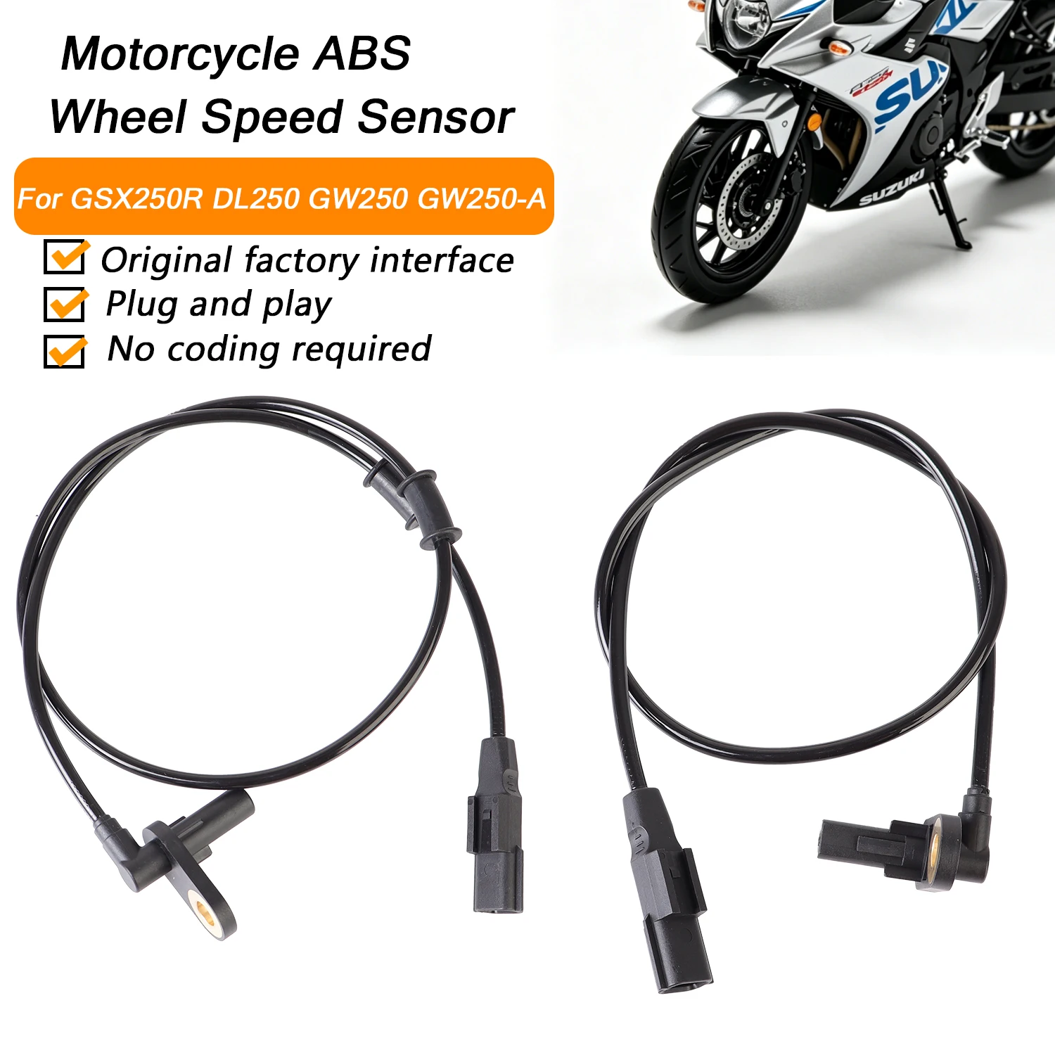 Cable de silicona para sensor de velocidad de rueda delantera y trasera ABS, accesorios para motocicleta GSX250R DL250 GW250 GW250-A