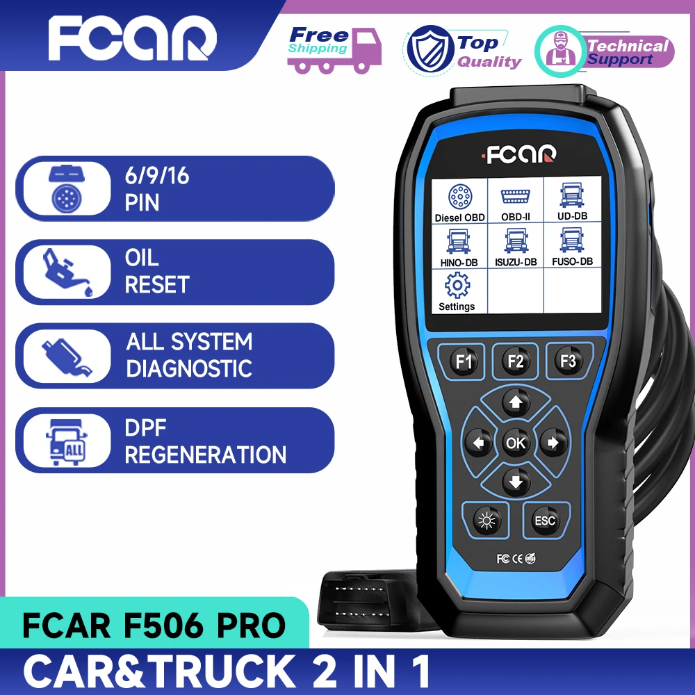FCAR F506 Pro Car Diagnostic Tools Full System Code Reader Truck OBD Diesel Car OBD2 Automotive Scanner Free Update