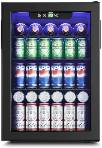 

Wine Cooler Refrigerator - 24 Bottle 95 Can Mini Wine Fridge with Glass Door for r Soda Water Drink, Small Wine Cellar