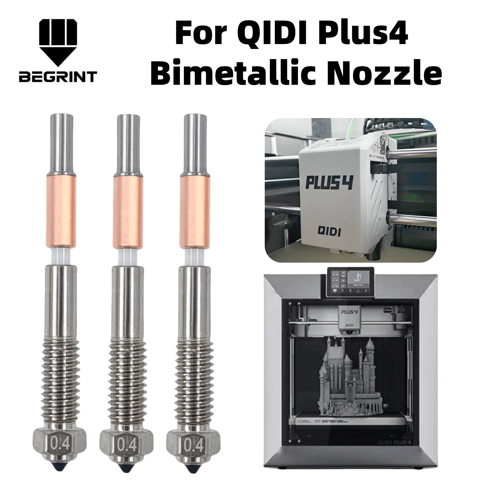 

Биметаллическая насадка для QIDI Plus 4, 0,2/0,4/0,6/0,8 мм, керамическая насадка для быстрого удаления, интеграция изоляции для 3D-принтера QIDI Plus4