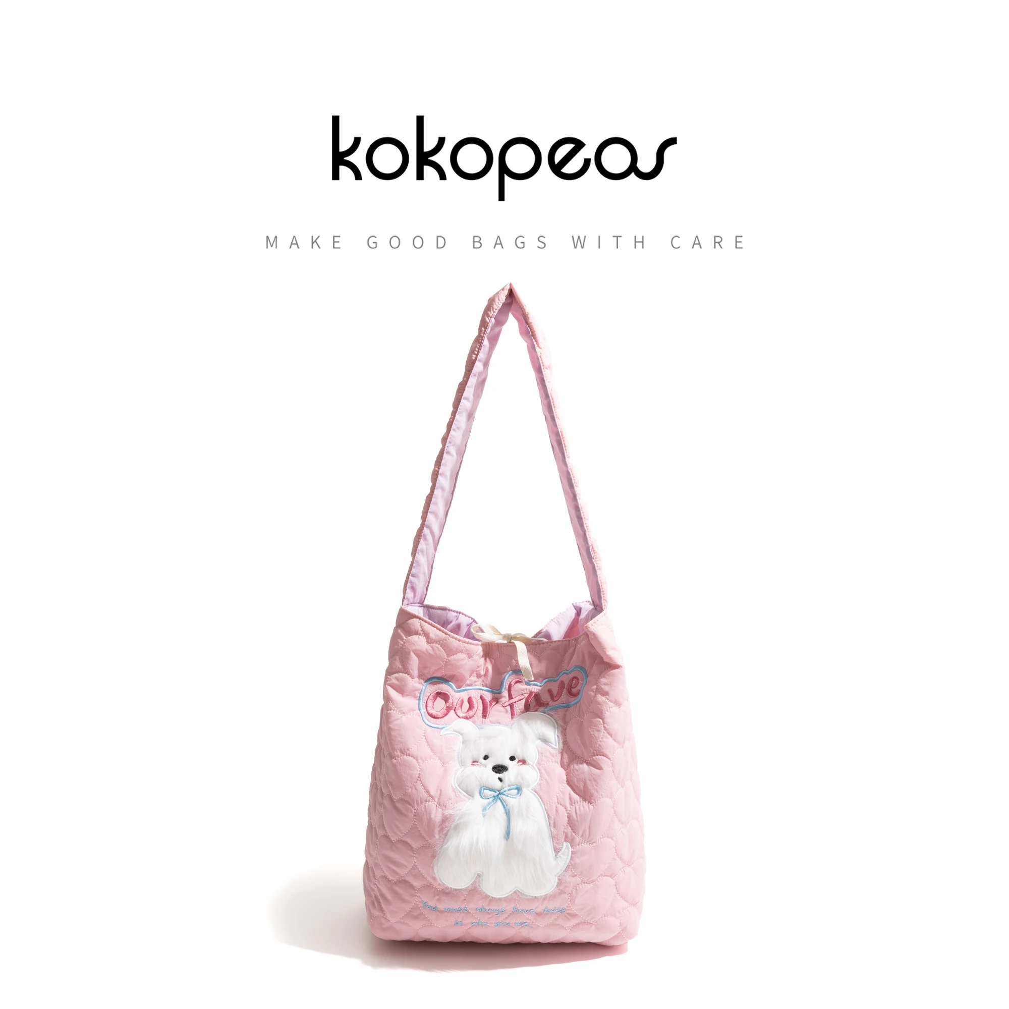 

KOKOPEAS Nylon Cartoon Pattern Lightweight Girl Purse Quilted Down Cute Female Phone Bucket Bag Simple Casual Lady Shoulder Bag