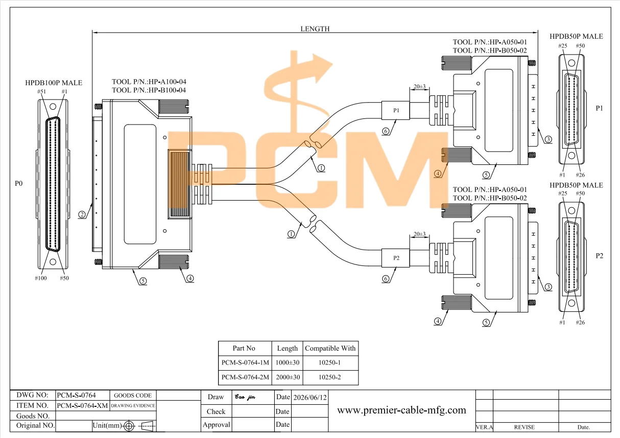 HPDB100 zu Dual HPDB50 Kabel Kompatibel mit Advantech 10250-1 100-Pin zu Dual 50-Pin SCSI-Signalkabel DAQ-System Industriesteuerung – Detail 3