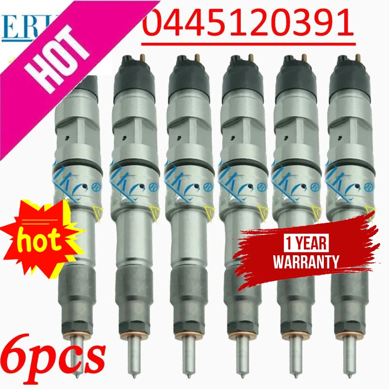 6PC 0445120391 Diesel Fuel Injection 0 445 120 391 Common Rail Automation Injector 0445 120 391 For 612630090001 00986AD1005