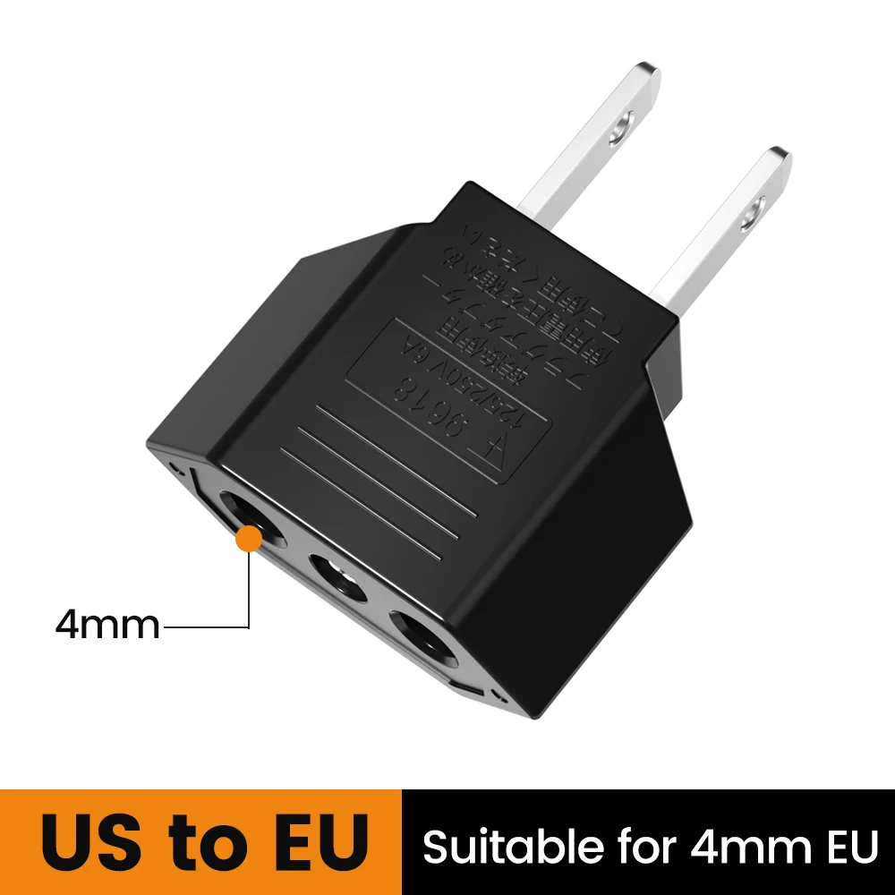 Elough 4,0 mm US-zu-EU-Konverterstecker, europäischer EU-zu-US-Amerika-Reisestecker-Adapter, US-zu-EU-Netzteil, elektrischer Stecker
