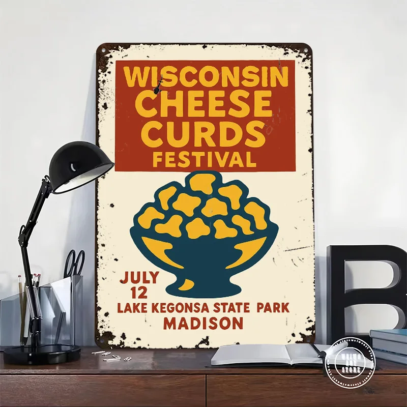 Cheese Curds Festival Tin Poster Customized Wall Art Retro Vintage Metal Signs for Fans Room Interior Accessories Custom Sign