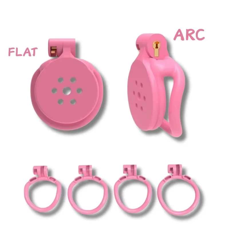 

New Pink Men's Flat Style Porous Male Chastity Cage Anti Escape 4 Size Adjustable Rings Comfort Fit Restraint Device Adult Toy