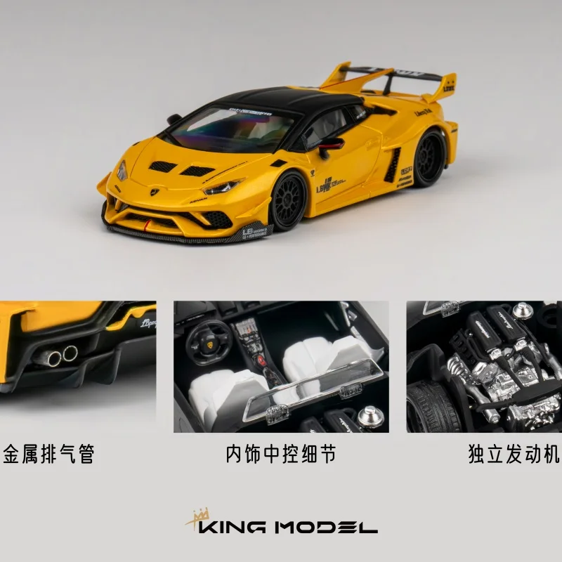 **Preorder** Kingmodel 1:64 LBWK Huracan Wide body modification Yellow/ White Diecast Model Car