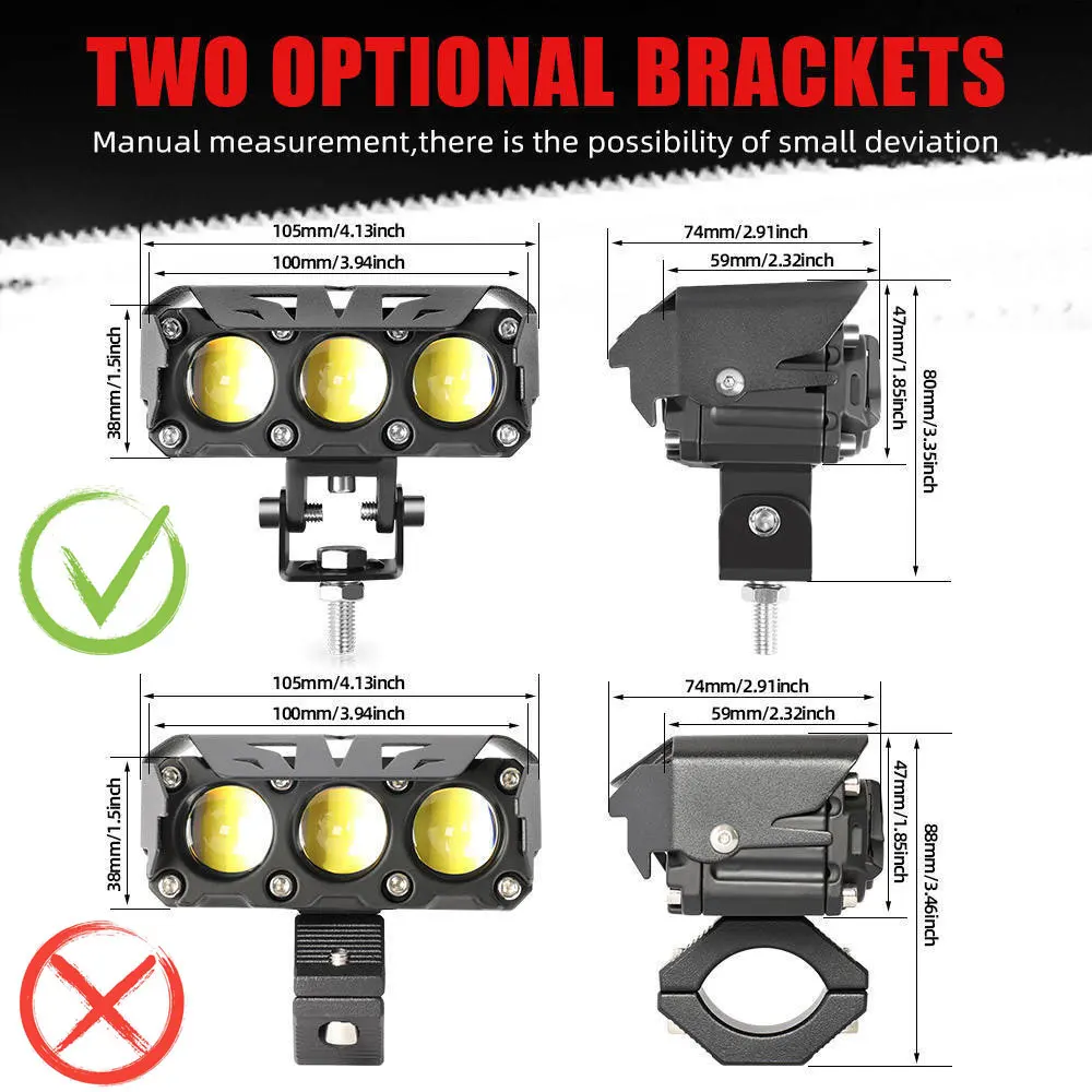 Faretti a LED per moto fari lampadine per fari per Auto lampada per Auto lente per proiettore luce ausiliaria per fendinebbia a doppio colore 200W