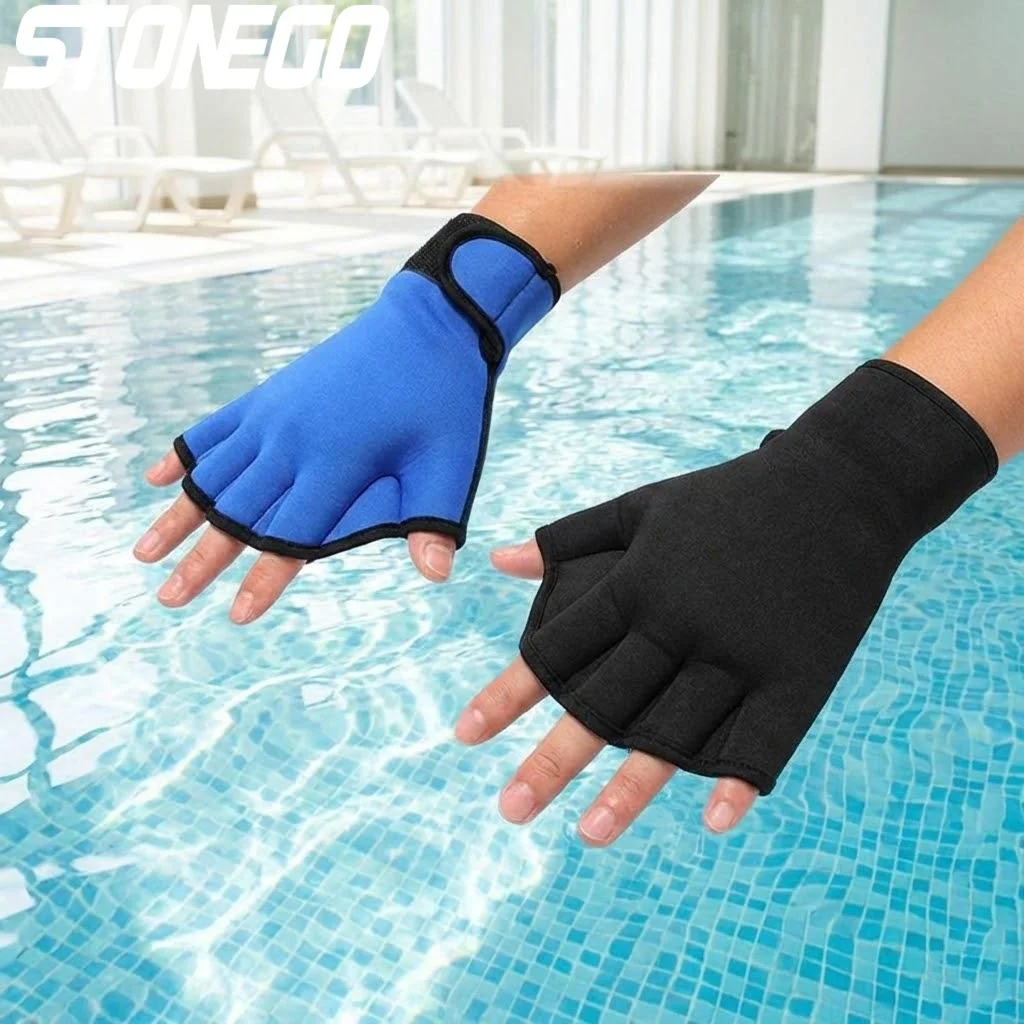 Neopren Schwimmtrainingshandschuhe mit Handgelenkschlaufe Wasserfeste Fitnesshandschuhe zum Schwimmen und Tauchen