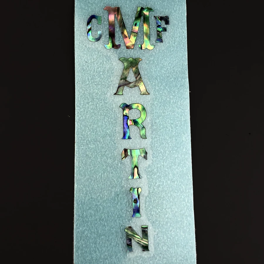 0.1 mm Thickness CMF MART Guitar Logo Decal Rube On Sticker Green Mother Of Pearl