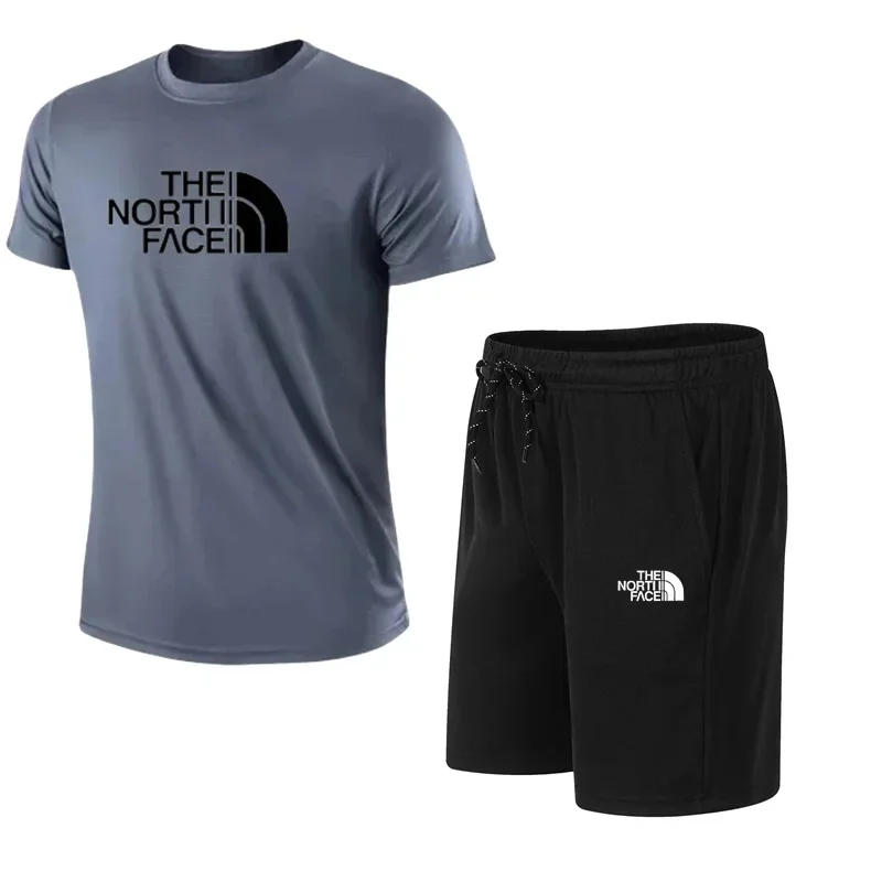 Men's fitness suits, sportswear, casual t-shirts, photography outfits, slow-paced running, brand new, two-piece set S-4XL image 3