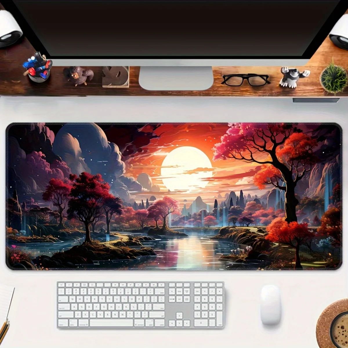 Vibrant Sunset Landscape Extended Gaming Desk Mat Non-Slip Rubber Base XL Mouse Pad for PC Office