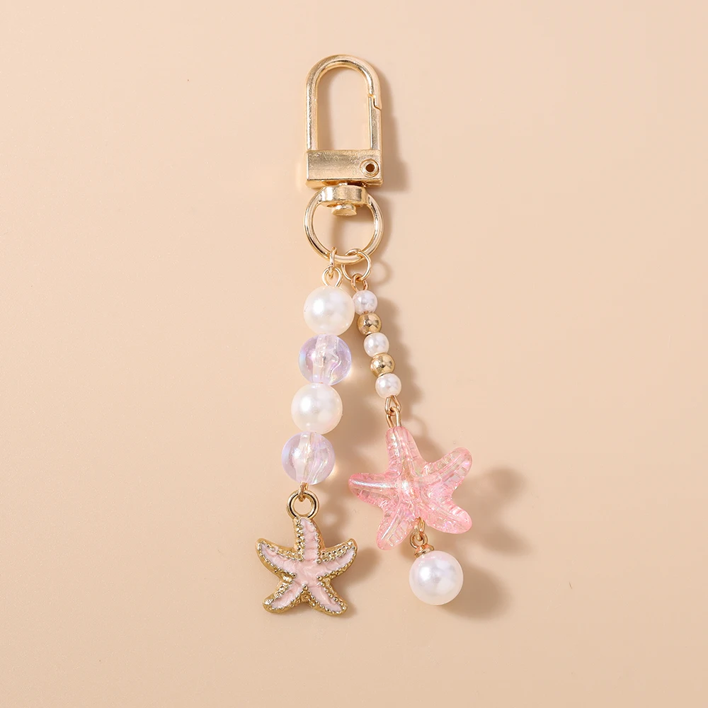 Aihua Niedlicher Seestern-Schlüsselanhänger für Frauen und Mädchen, Schicker Sommer-Strand-Schlüsselring, Anhänger für Handtaschen-Deko, DIY Handgemachter Schmuck, Geschenk – Detail 9