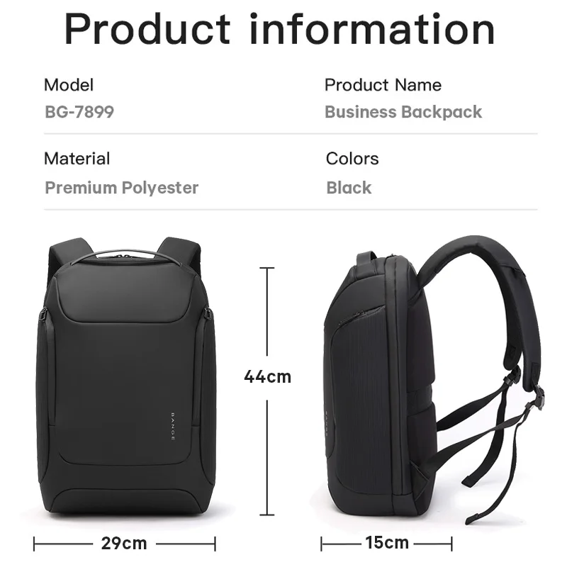 BANGE Multifunctional Business Backpack Men Large Capacity Travel Backpack Waterproof Fits 15.6