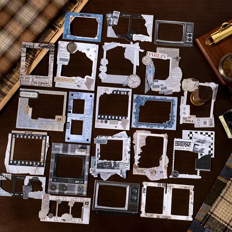 

50 pcs/pack Time Fermentation Series Instant Photo Frame Stickers Borderless Hollow-Out Hard Card Large Quantity Scrapbook Album