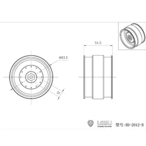 

1/16 LESU Metal Rear Wheel Hub for Walking Tractor DIY RC Dumper Truck High Strength Model Modification Accessories