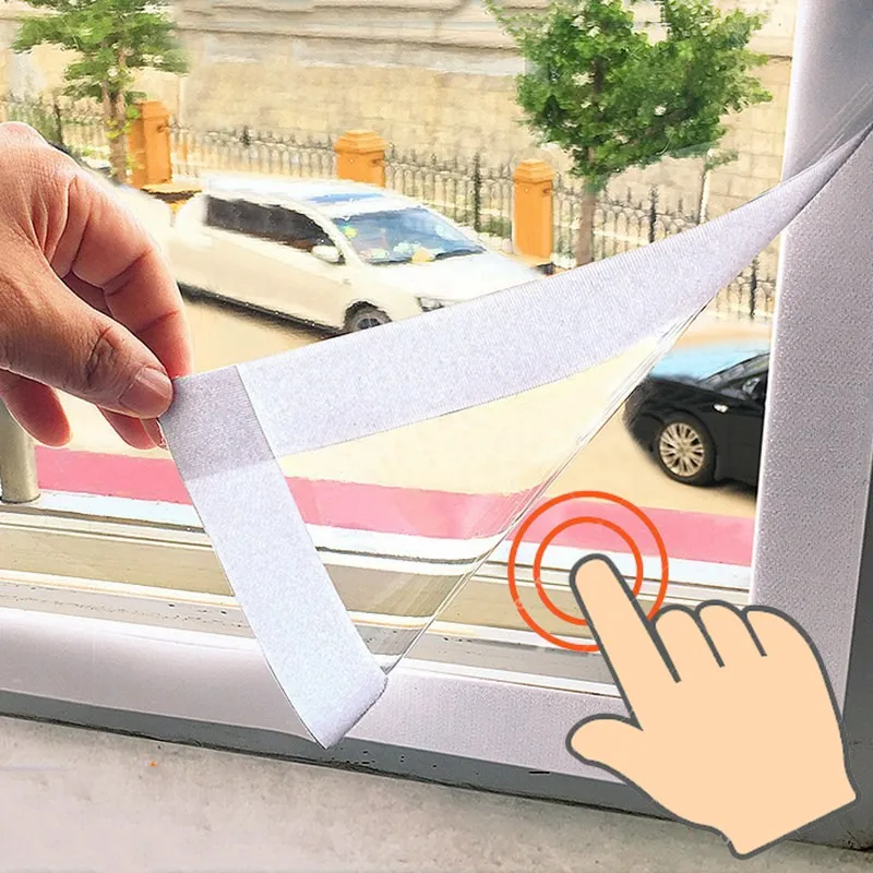 Window Self-Adhesive Type Transparent Film DIY House Keep Warm Dustproof Window Cover Winter Open Hole Seal Up Tool