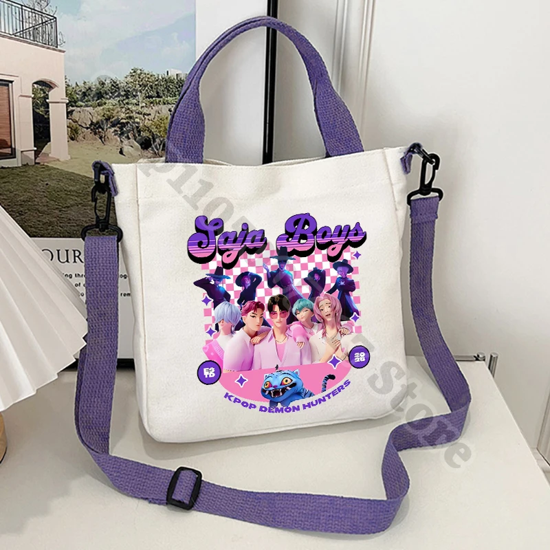 KPop شيطان الصيادين فتاة لطيف حقيبة كروسبودي الكرتون قماش حمل الاطفال أنيمي المطبوعة حقائب اليد اكسسوارات كيس التخزين الهدايا 2025 #2