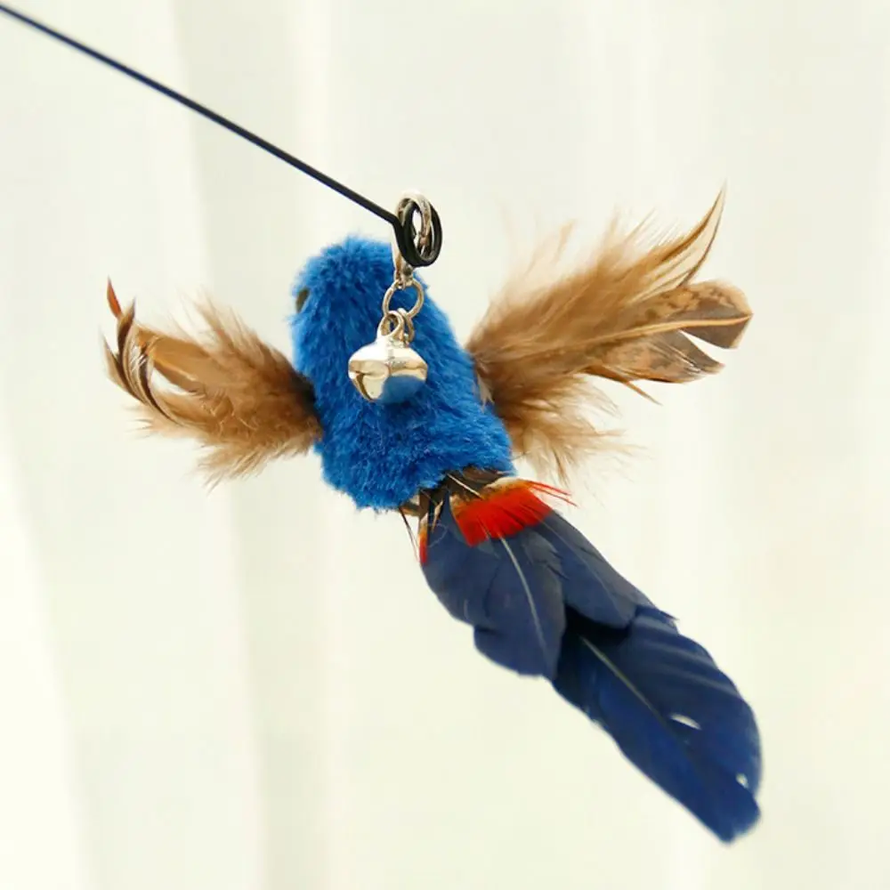 Peluche simulato Bird Cat Stick Head Cat Teaser Stick colorato Cat Teaser Stick sostituzione testa ventosa Teaser Toy