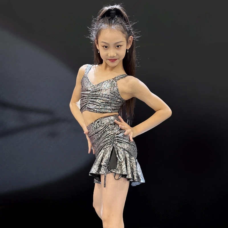 Vêtements de danse Rumba Chacha pour enfants, Costume de spectacle de danse latine pour filles, vêtements de danse latine d'été, costumes de scène SL13432