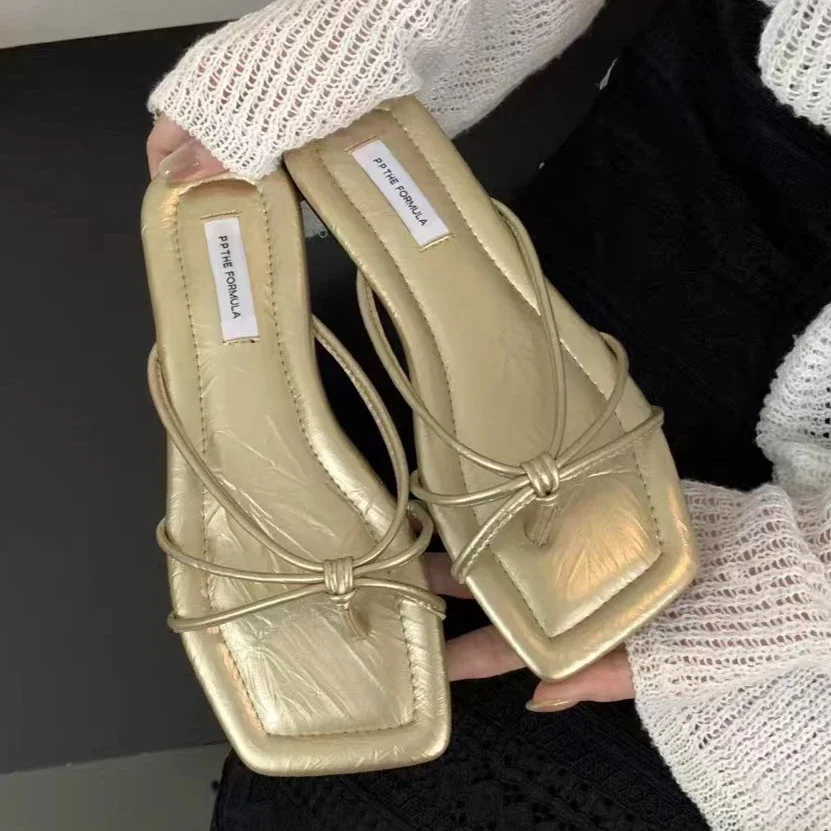

Summer Women Slippers Fashion Elegant Narrow Band Slippers Evening Dancing Party Shoes Designer Sandals Open Toe Slides Women