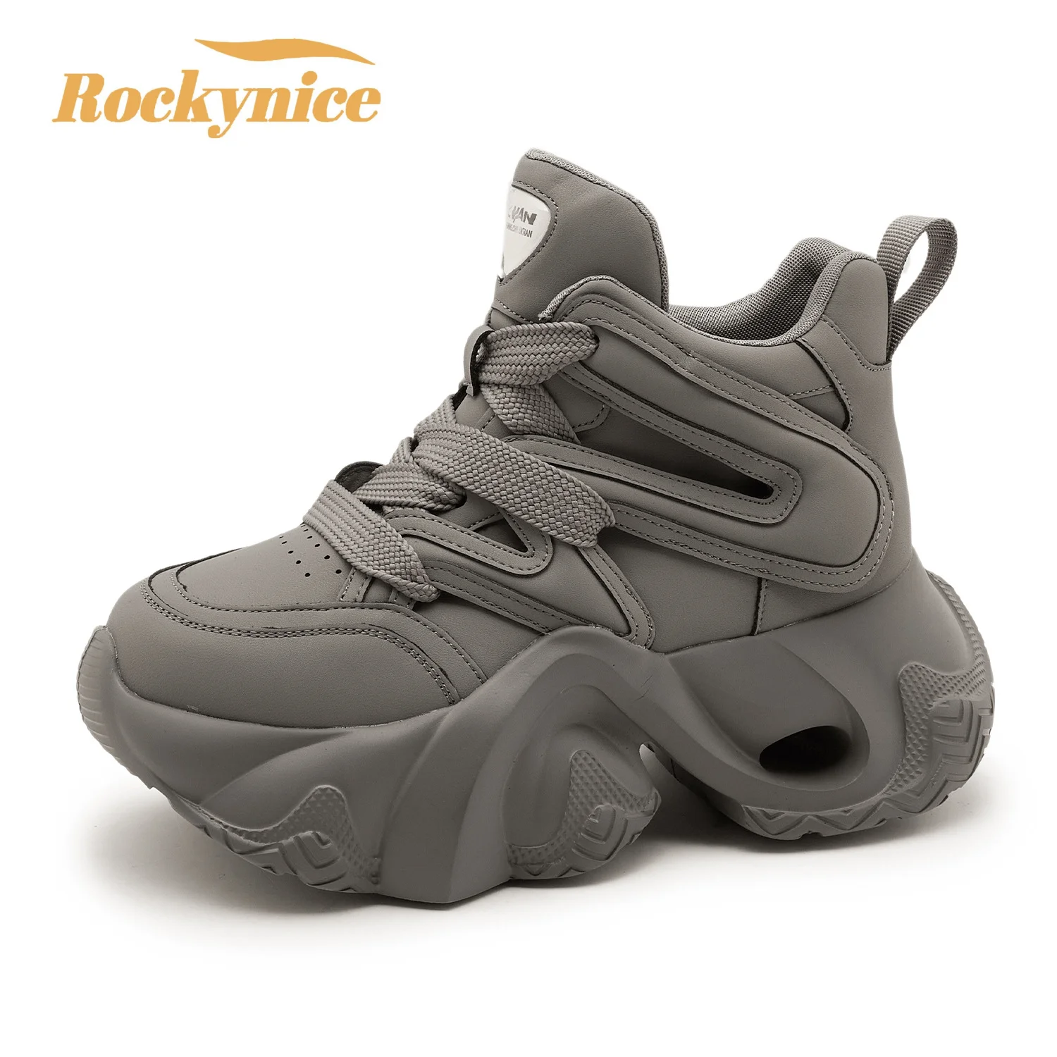 2026 Women's Genuine Leather Chunky Shoes Comfortable Thick-Soled Lace-up Sneakers Outdoor Anti-Slip Casual Vulcanized Dad Shoes
