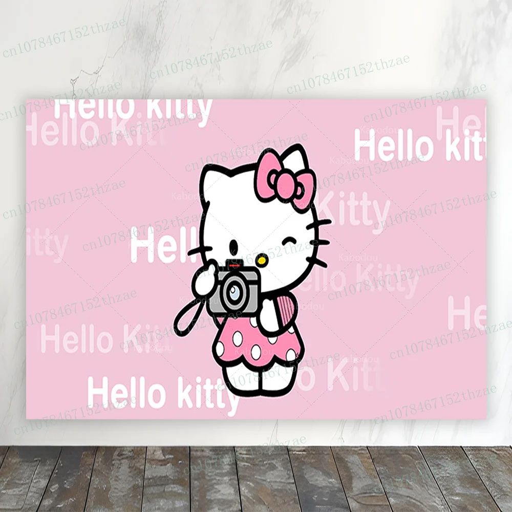 Hello Kitty Birthday Party Photo Backdrop Baby Shower Photo Background Round&Cylinders Plinth Covers Decoration