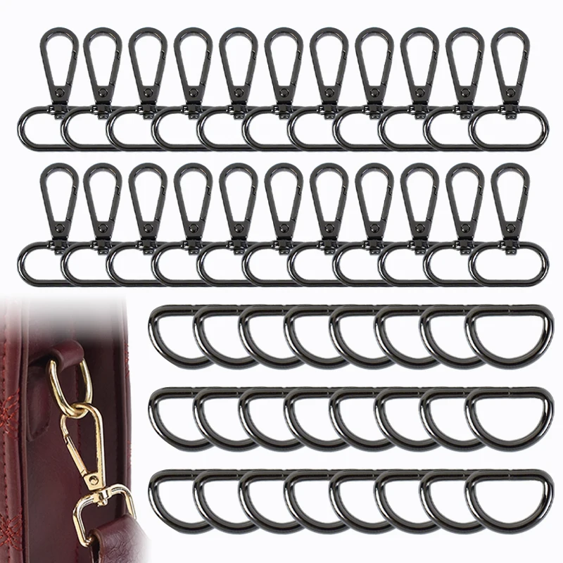 

5Sets Metal D Ring Buckles for Bag Strap Pet Collar Buckle Webbing Belt Keychain Clip Hook Lobster Swivel Clasp DIY Accessorie