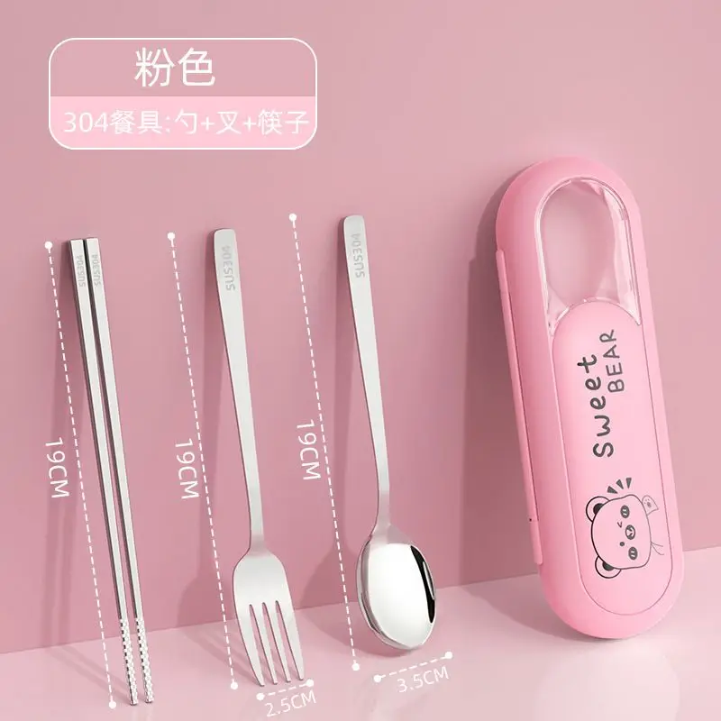 سانريو كورومي لطيف أنيمي المحمولة أواني الطعام شوكة ملعقة عيدان مجموعة أدوات المائدة الأسرة أداة تخييم أدوات المطبخ اكسسوارات
