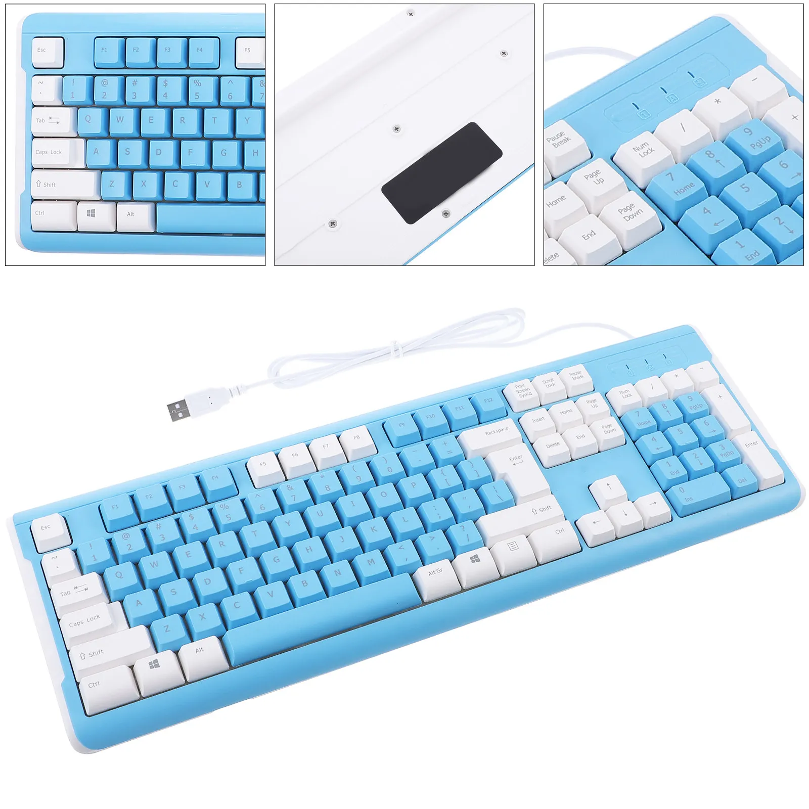 Color Matching USB Wired Gaming Keyboard Professional Non-Conflict Keys Number Pad Computer Keyboard for Work Office Gaming