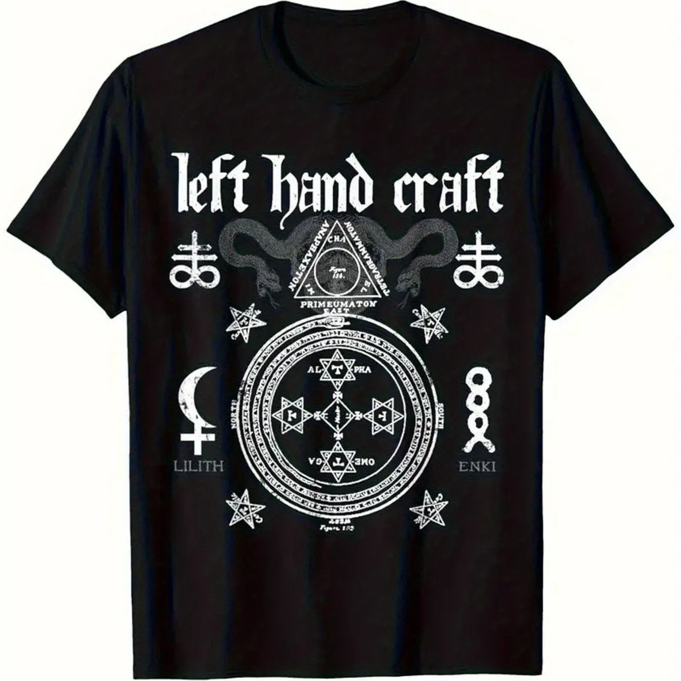 Left Hand Craft Mystical Lilith & Enki Leviathan T-Shirt 100% Cotton O-Neck Short Sleeve Summer Casual Mens T-shirt Streetwear
