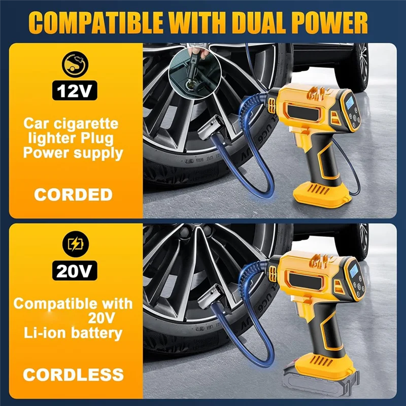 【Limited Time Offer】Cordless Air Compressor For DCB206 DCB205 DCB204 DCB181 With Digital Pressure Gauge