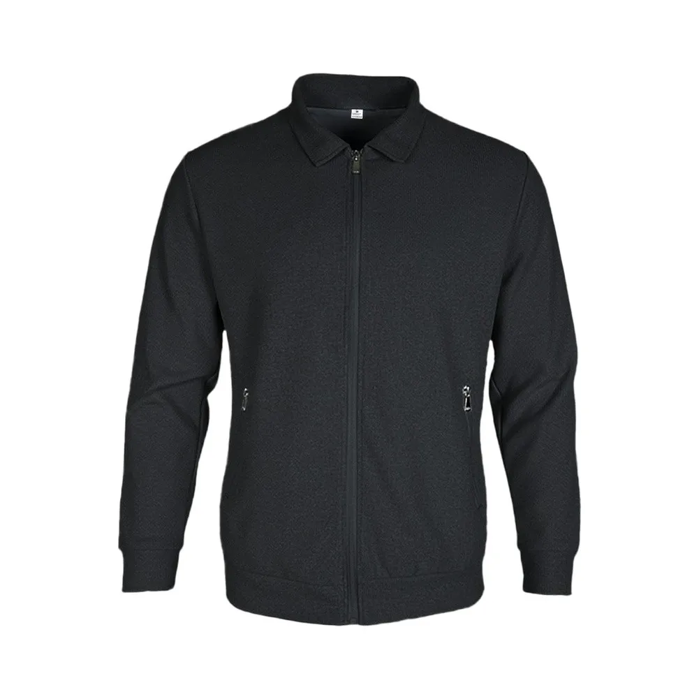 Men's Winter Jacket for Cold Weather Long Sleeve Solid Color Outerwear with Zipper Pockets Regular Fit Polyester Coat