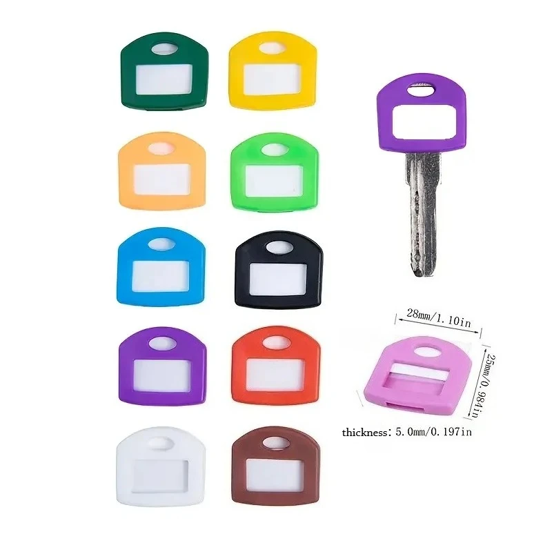 10PCS random color silicone key covers, durable identifier labels for easy identification, with ordered key patterns