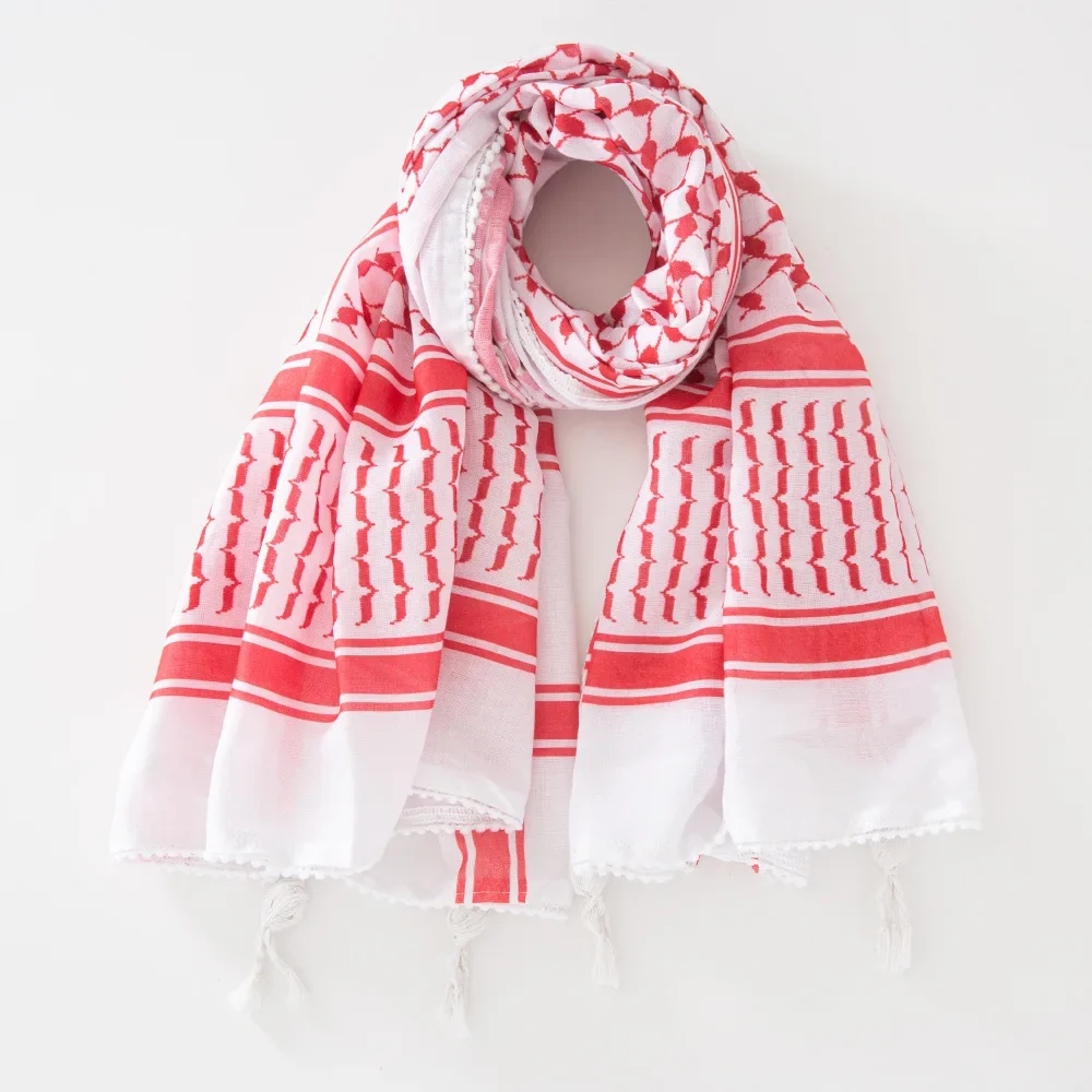 137*137CM Adult Men Arab Head Scarf Cotton Keffiyeh Arabic Scarf Jacquard Muslim Hijab  Arabian Costume Accessories